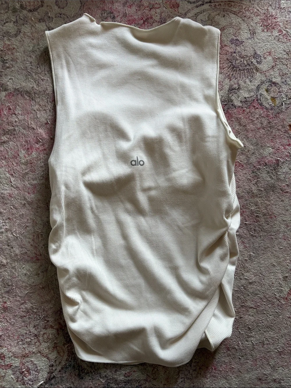 ALO Yoga Cream Ribbed Scoop Neck Tank